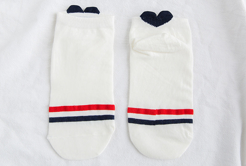 Heart Detail Patterned Ankle Socks - Bars - 1