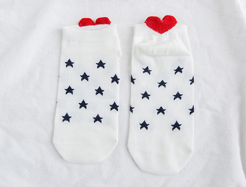 Heart Detail Patterned Ankle Socks - Pentagram