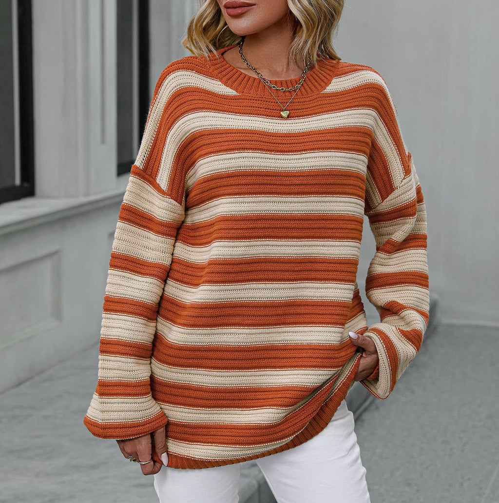 Oversized Striped Drop Shoulder Sweater