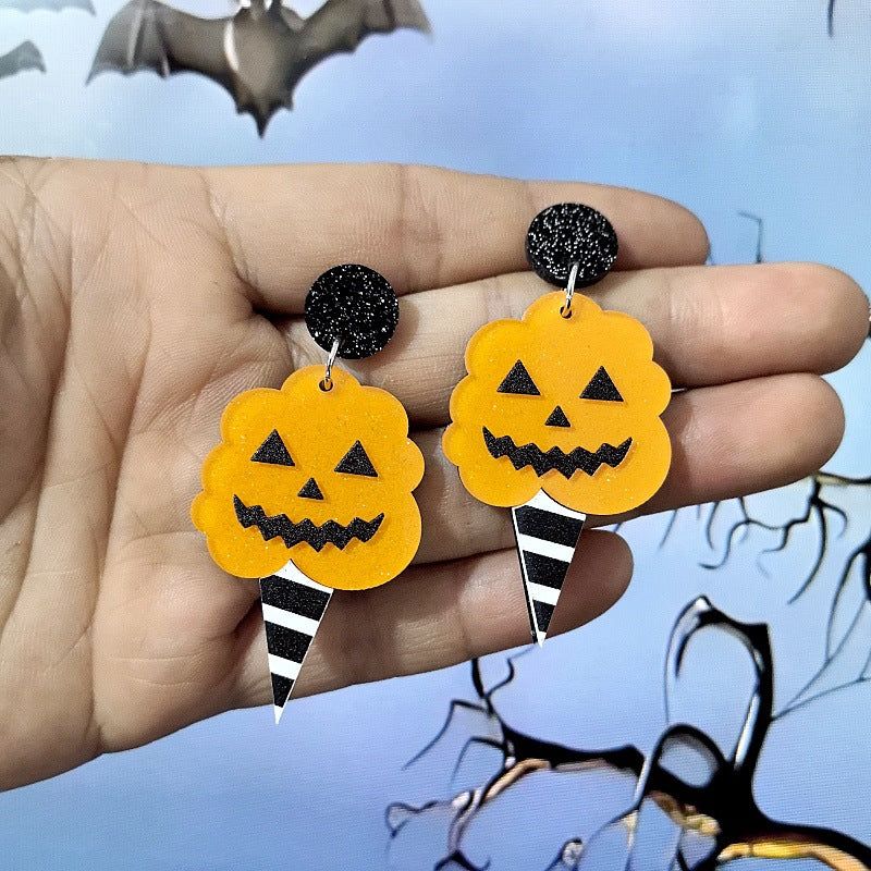 Spooky Pumpkin And Ghost Dangle Earrings - Ghost - 1