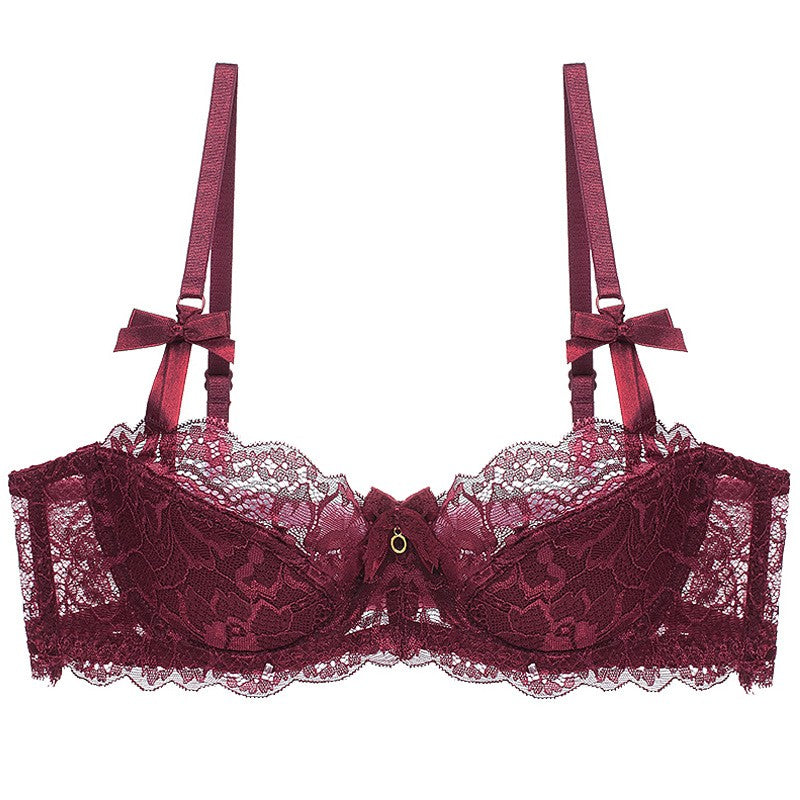 Floral Lace Half Cup Underwire Bra And Brief Set