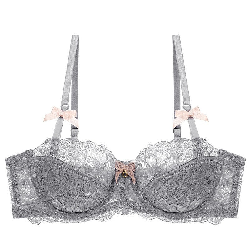 Floral Lace Half Cup Underwire Bra And Brief Set