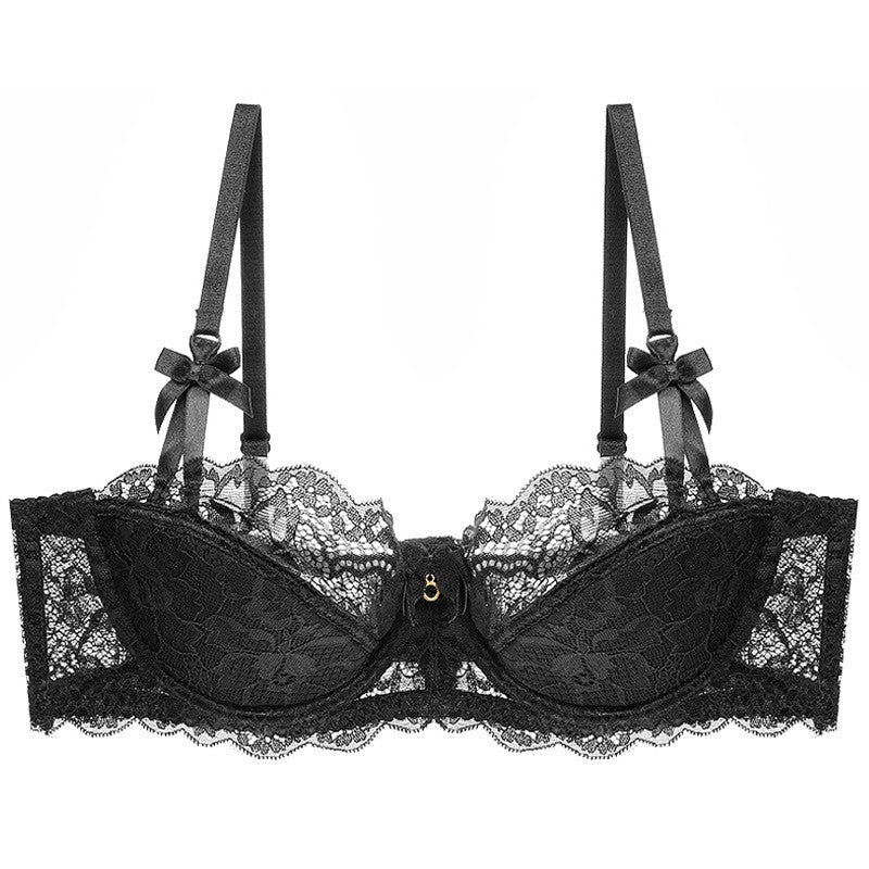 Floral Lace Half Cup Underwire Bra And Brief Set