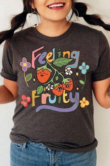 Feeling Fruity Retro Strawberry Slogan Tee