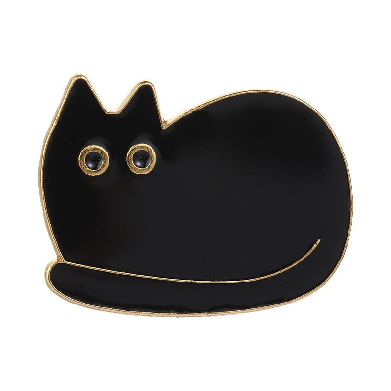 Whimsical Kitty Silhouette Enamel Brooch - C2