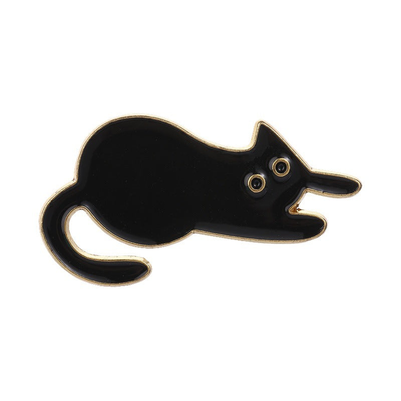 Whimsical Kitty Silhouette Enamel Brooch - C3