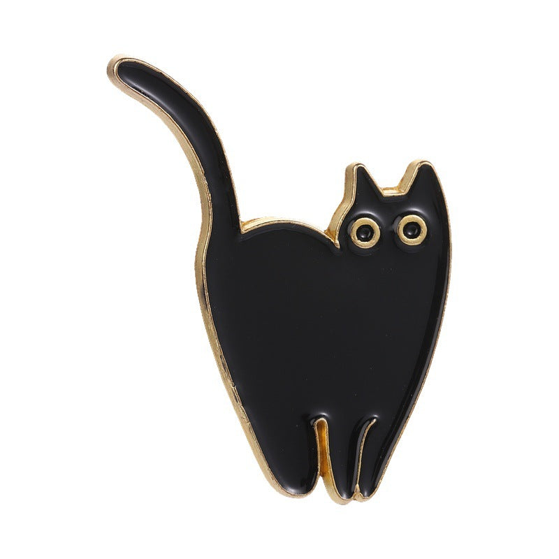 Whimsical Kitty Silhouette Enamel Brooch - C4