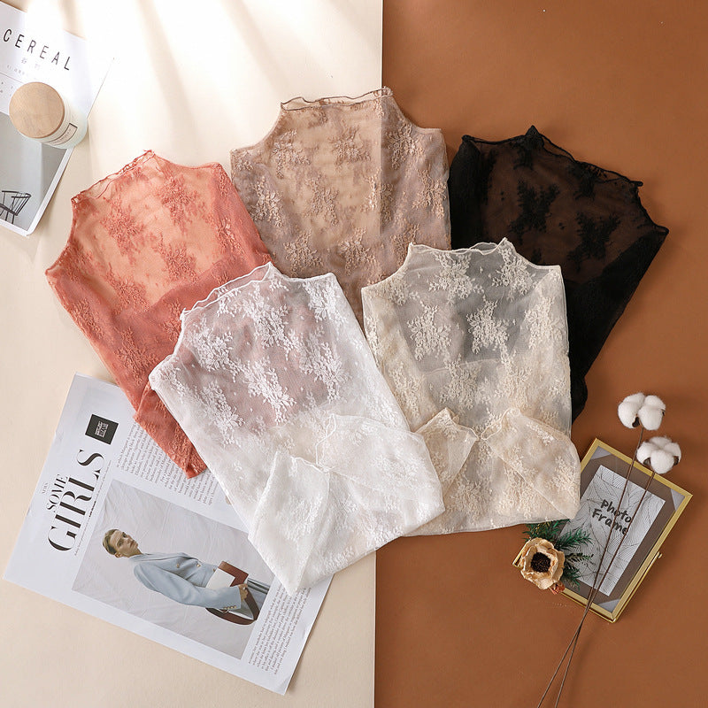 Sheer Botanical Lace Long Sleeve Top - view 3
