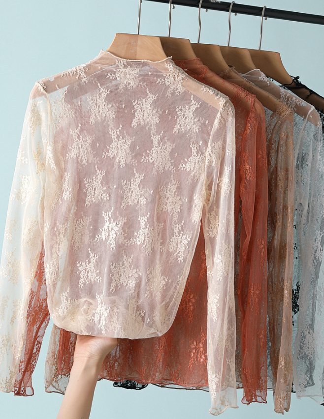 Sheer Botanical Lace Long Sleeve Top - view 8