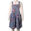 Rose Print Chambray Bib Playsuit - Blue