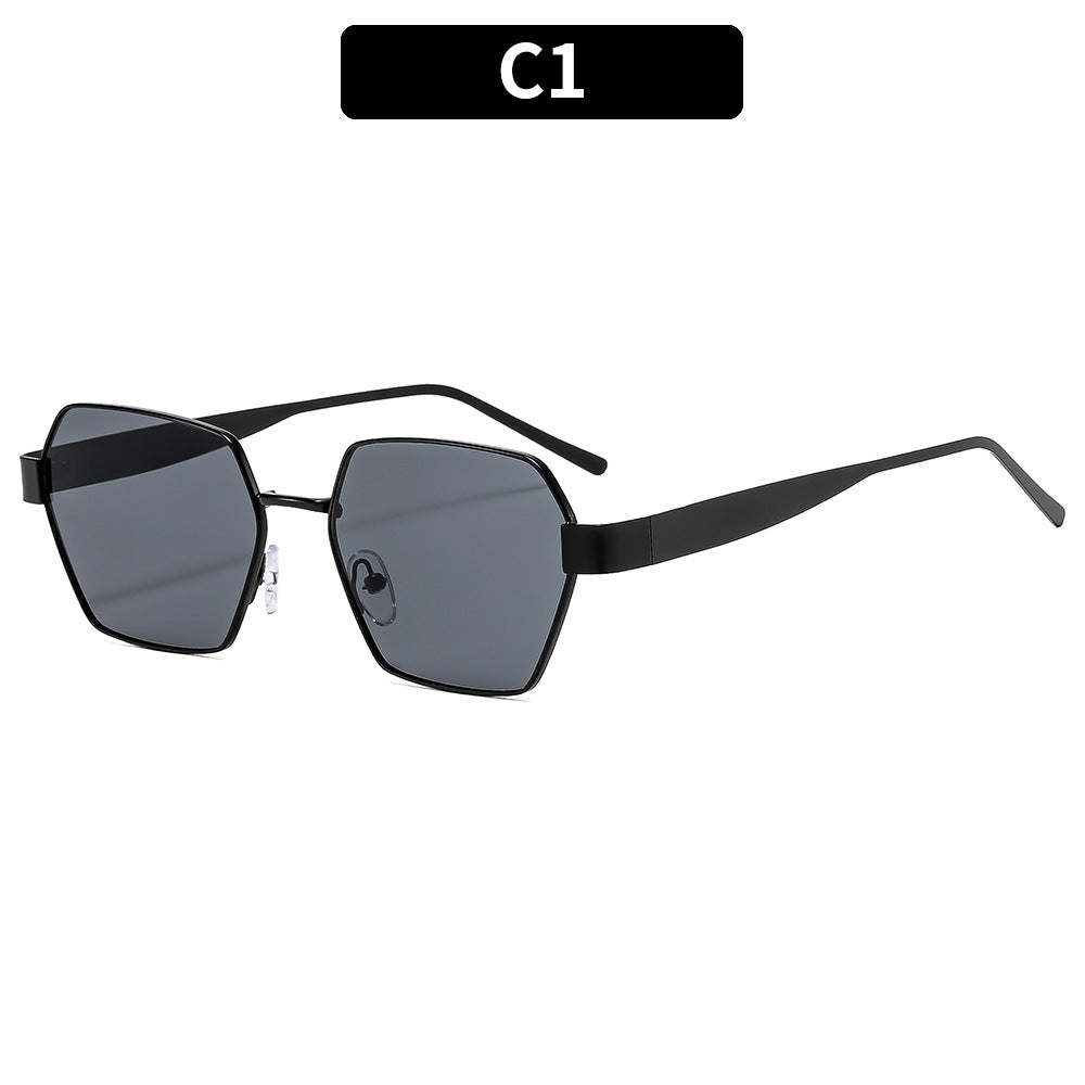 Angular Hexagon Lens Retro Sunglasses - C1