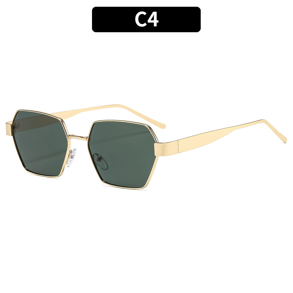 Angular Hexagon Lens Retro Sunglasses - C4