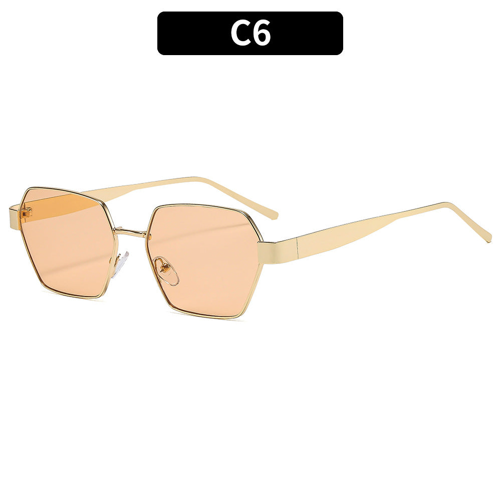 Angular Hexagon Lens Retro Sunglasses - C6