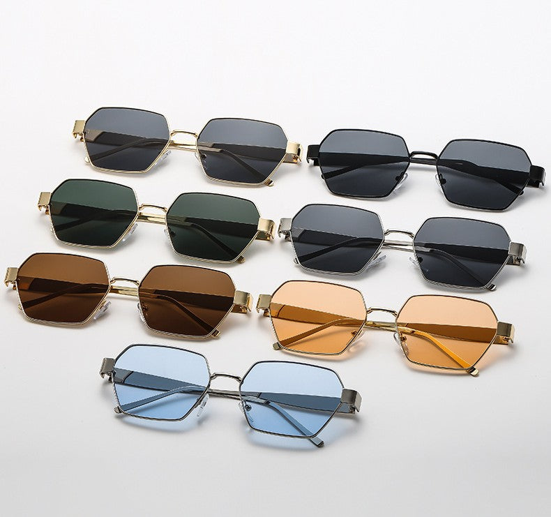 Angular Hexagon Lens Retro Sunglasses