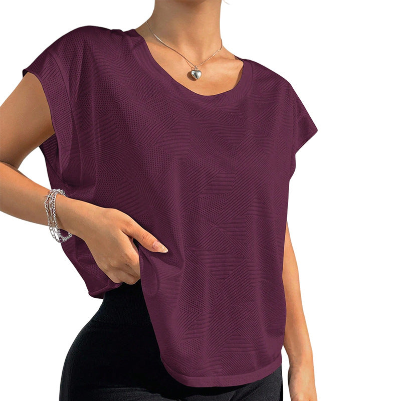 Cutout Twist Back Cap Sleeve Workout Tee - Mauve