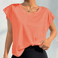 Cutout Twist Back Cap Sleeve Workout Tee - Orange