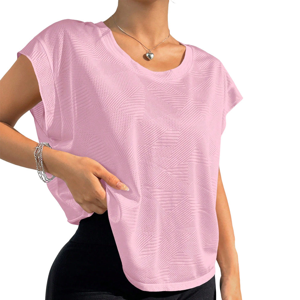 Cutout Twist Back Cap Sleeve Workout Tee - Pink