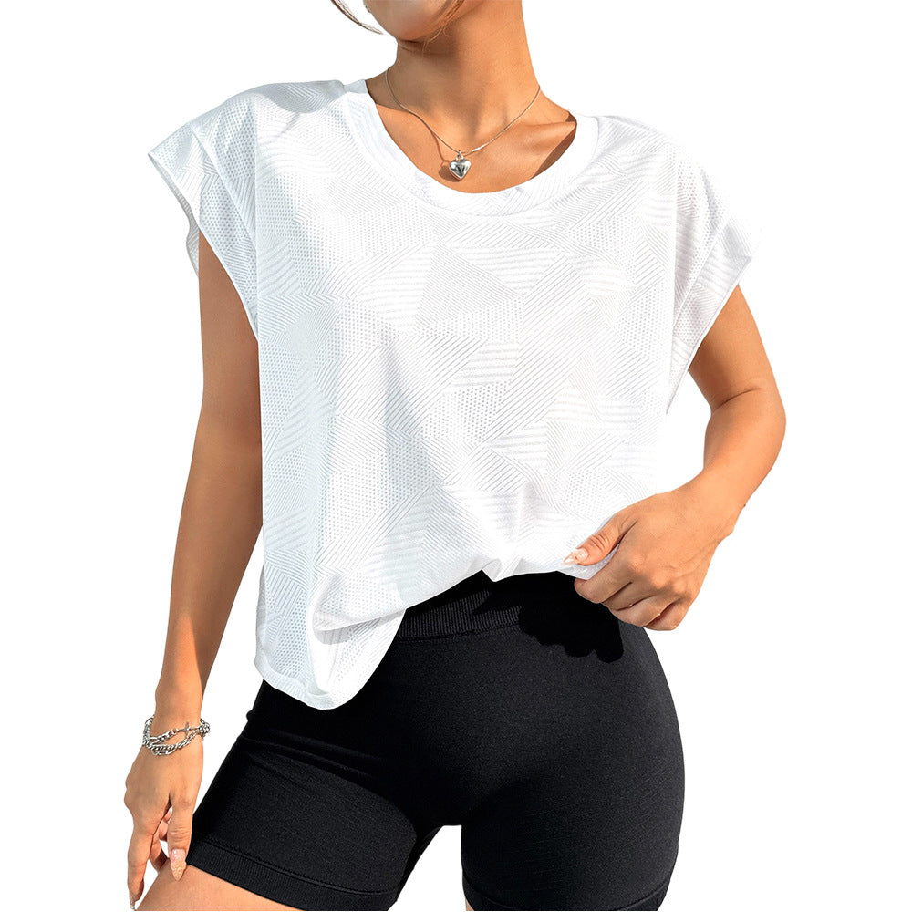 Cutout Twist Back Cap Sleeve Workout Tee - White