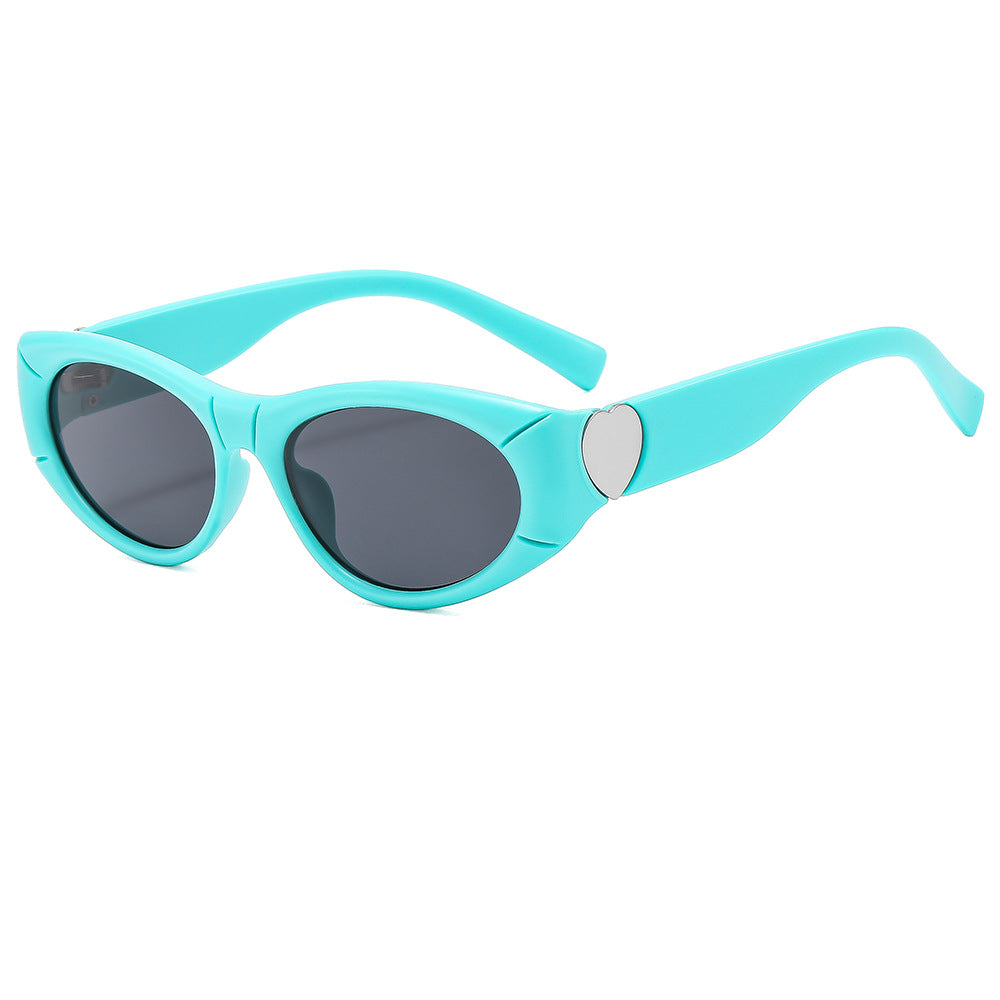 Oval Cat Eye Sunglasses With Metal Accent - Green