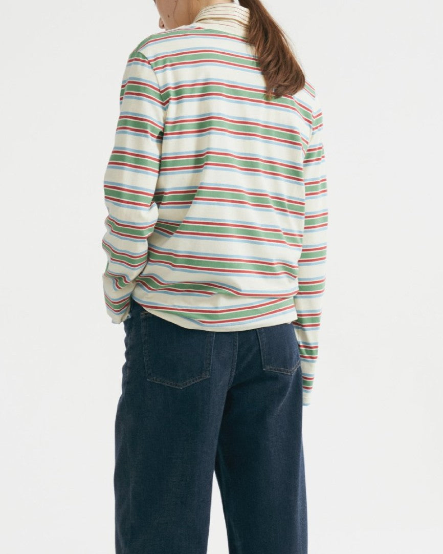 Multi Stripe Long Sleeve Crew Tee - Green - 2