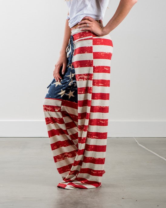 Stars And Stripes Drawstring Lounge Pants - Flag - 2