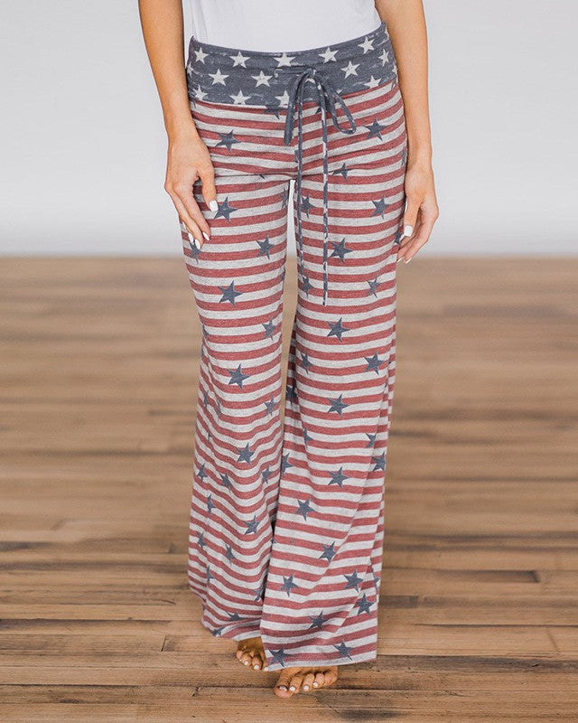 Stars And Stripes Drawstring Lounge Pants - RedStripe