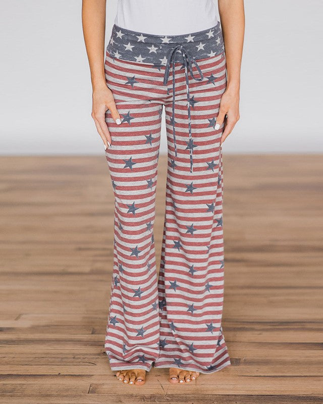 Stars And Stripes Drawstring Lounge Pants - RedStripe - 2