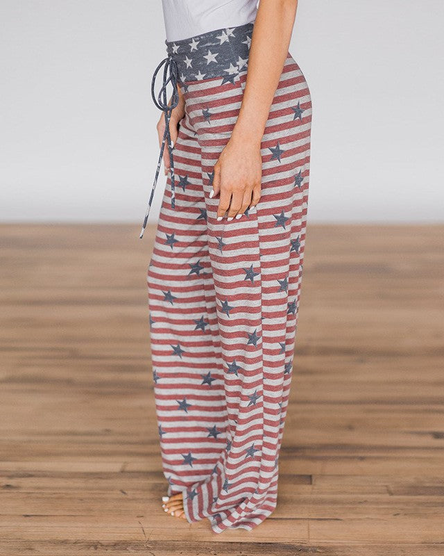 Stars And Stripes Drawstring Lounge Pants - RedStripe - 3
