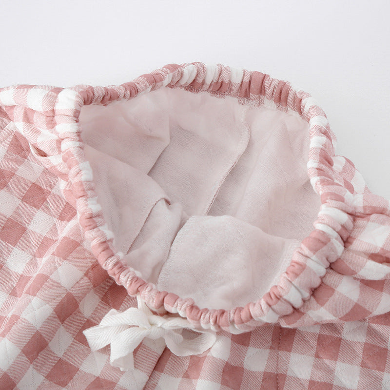 Gingham Check Fleece Lined Lounge Pants - Pink - 1