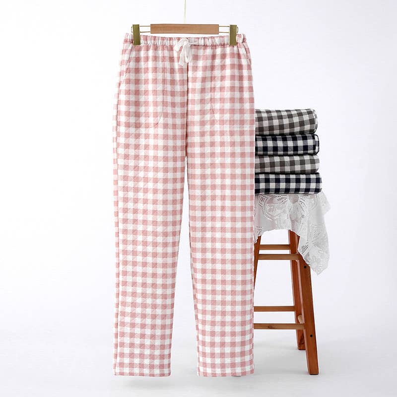 Gingham Check Fleece Lined Lounge Pants