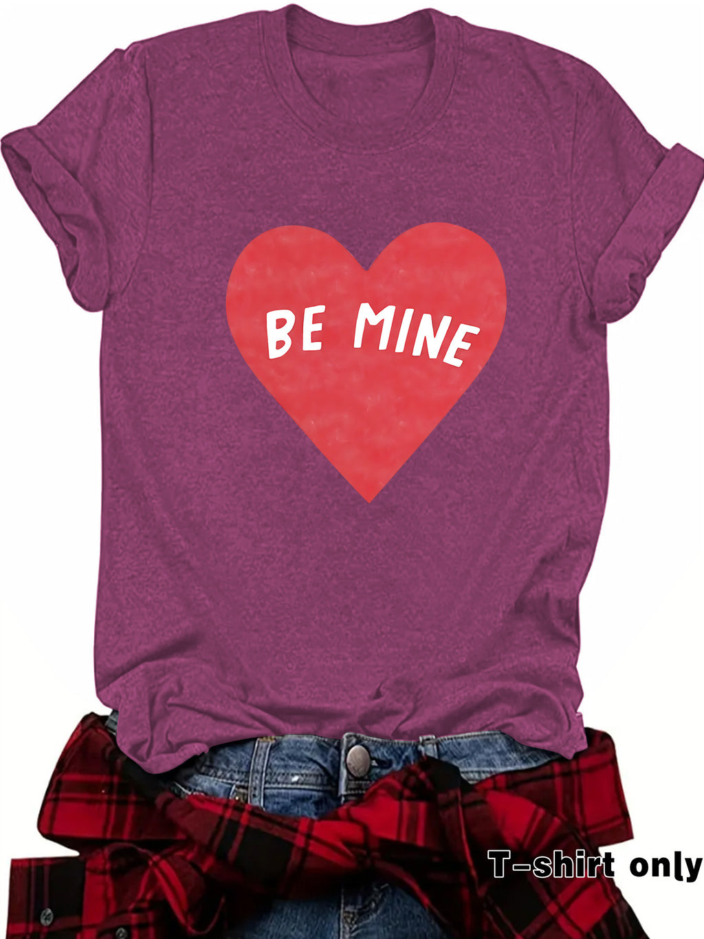 Be Mine Heart Short Sleeve Graphic Tee - Berry