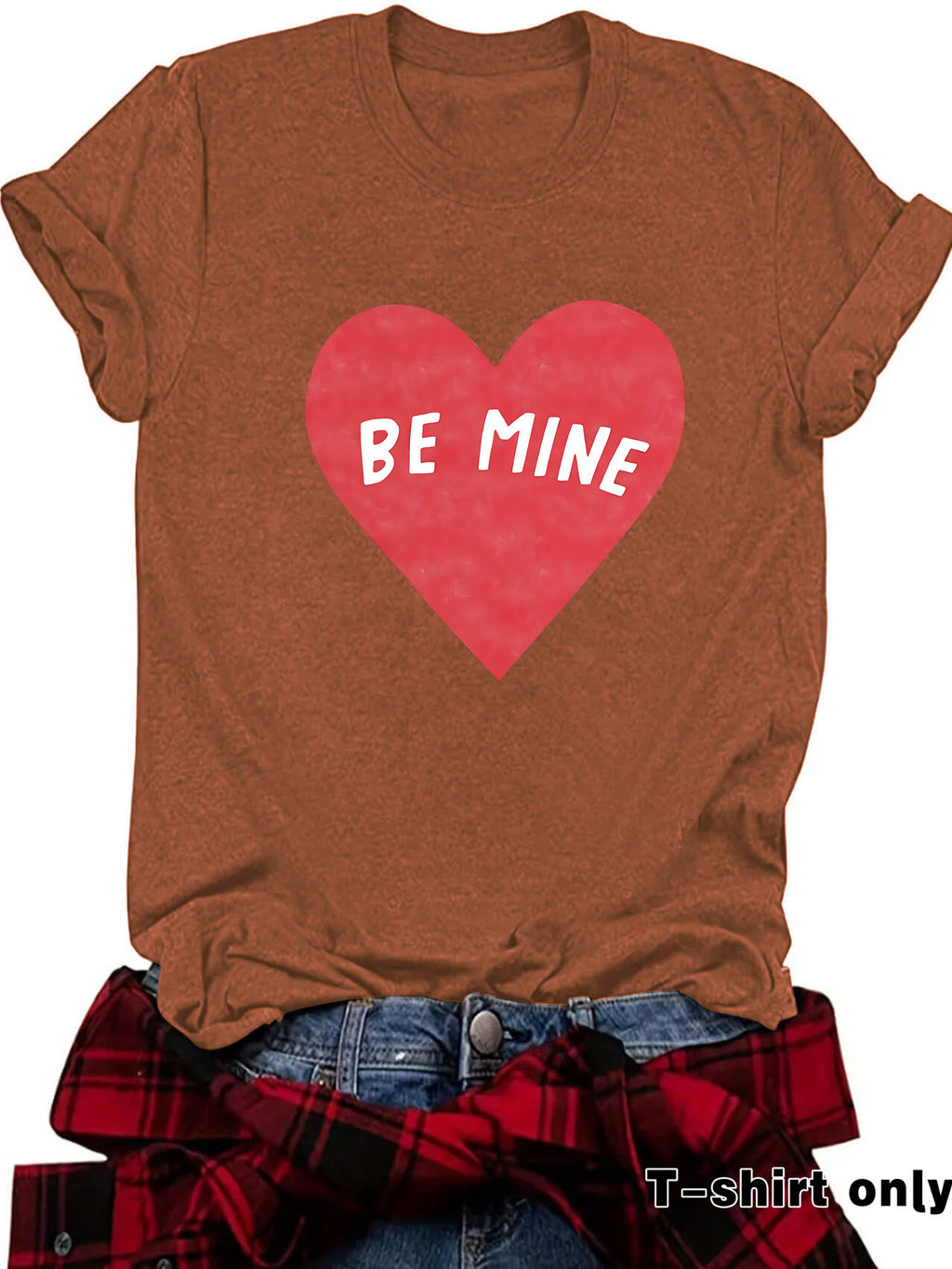 Be Mine Heart Short Sleeve Graphic Tee - Rust