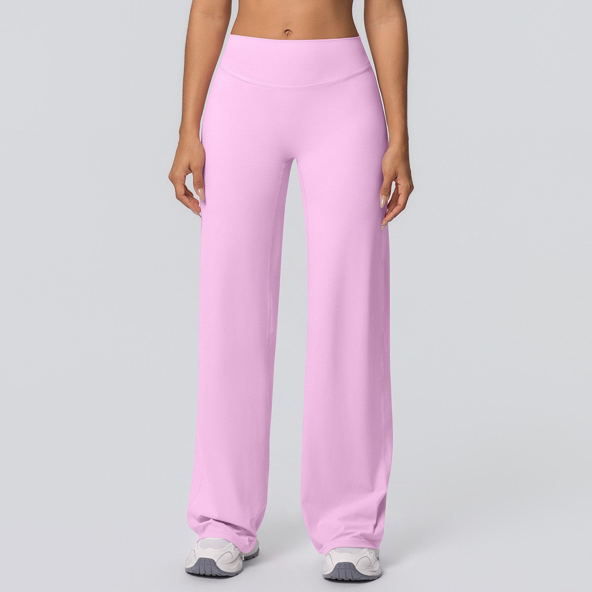 Double Brushed High Waist Wide Leg Yoga Pants - Blossom Pink
