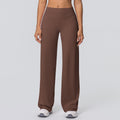 Double Brushed High Waist Wide Leg Yoga Pants - Chestnut