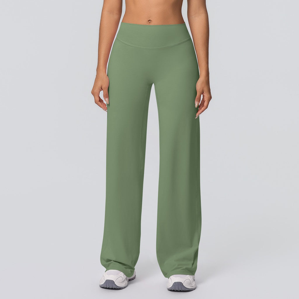 Double Brushed High Waist Wide Leg Yoga Pants - Sage Green