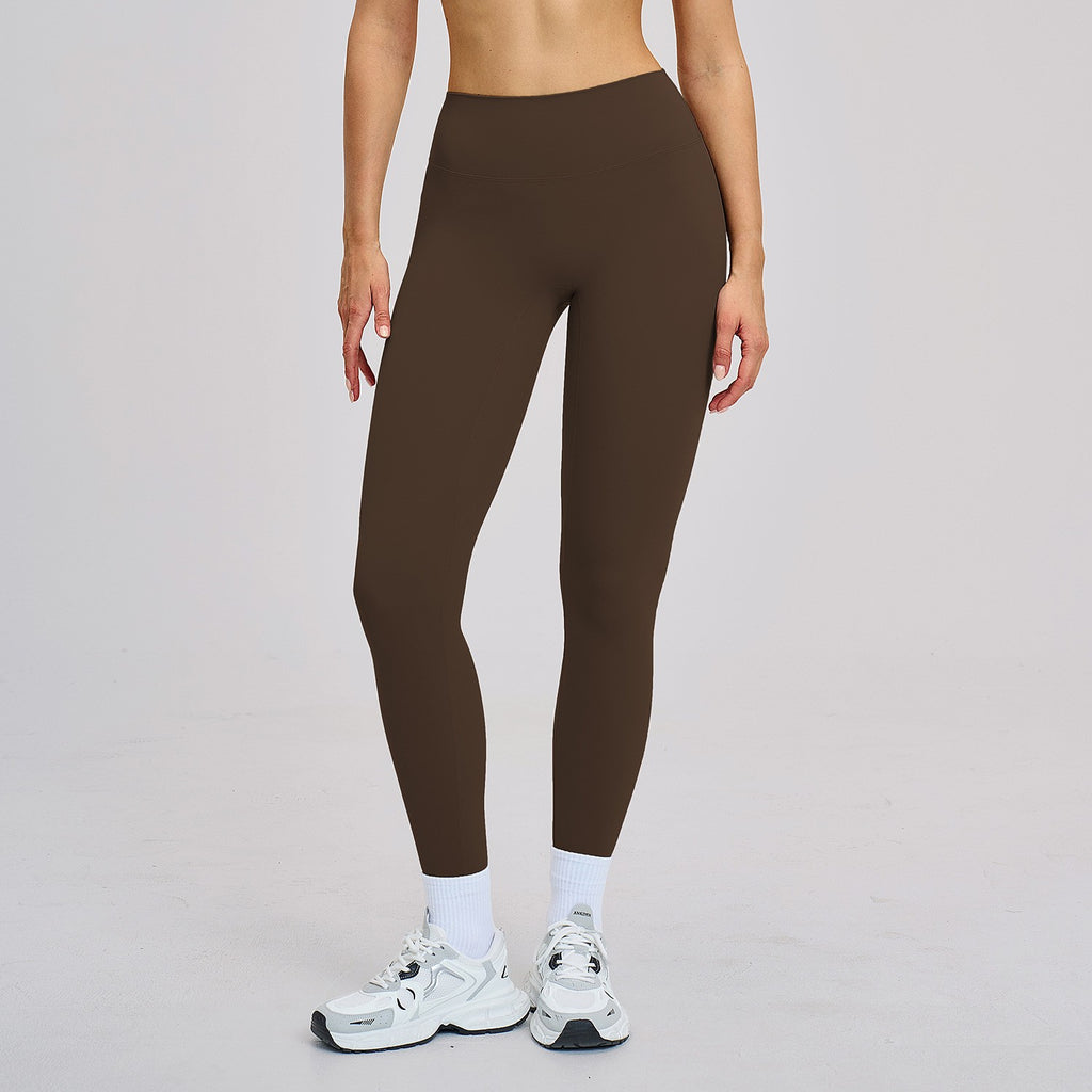 Brushed Contour Seam High Waist Yoga Leggings - Espresso