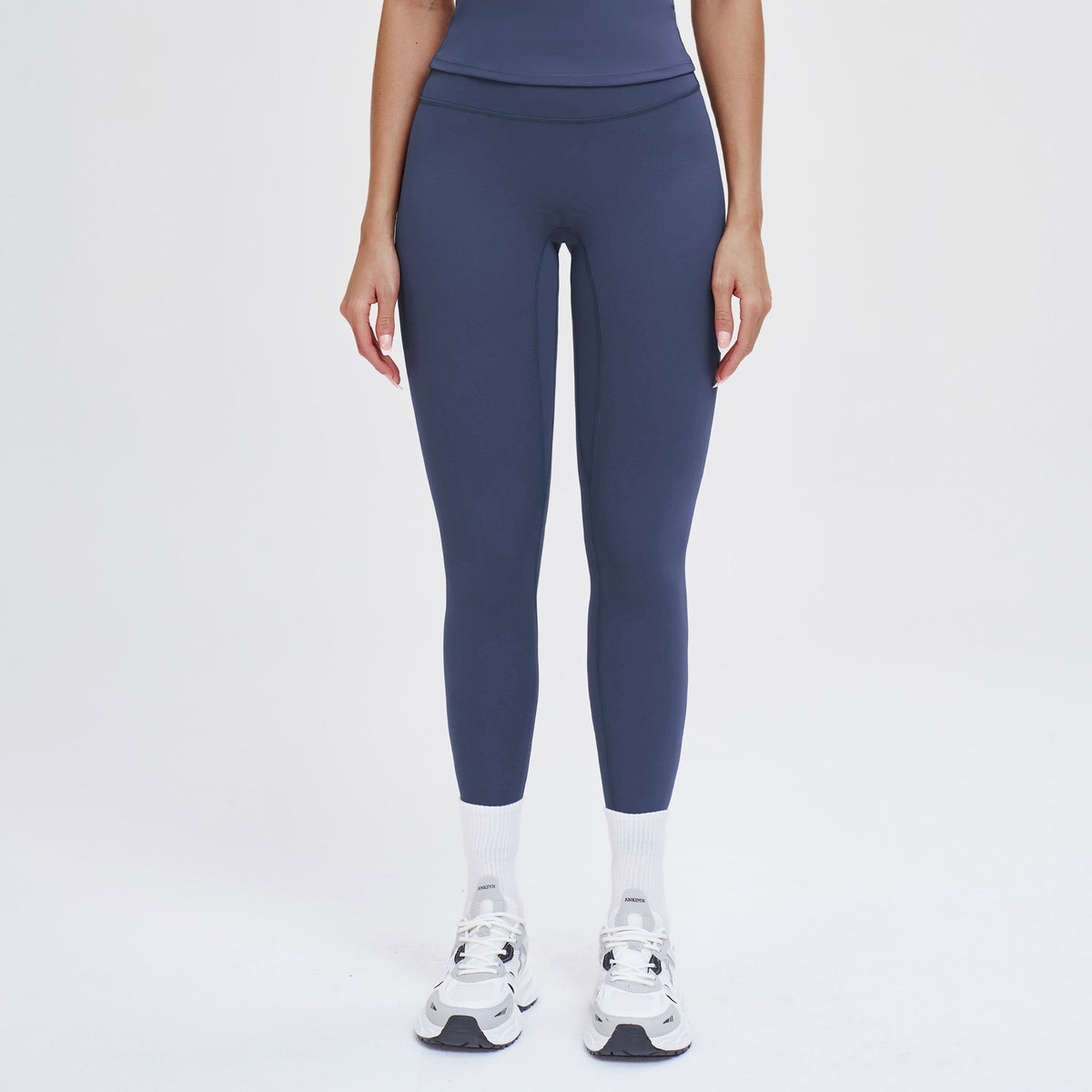 Brushed Contour Seam High Waist Yoga Leggings - Indigo
