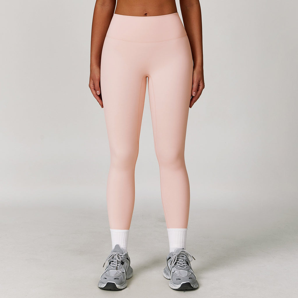 Brushed Contour Seam High Waist Yoga Leggings - Peach Pink