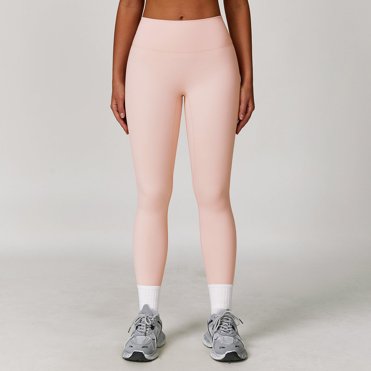 Brushed Contour Seam High Waist Yoga Leggings - Peach Pink