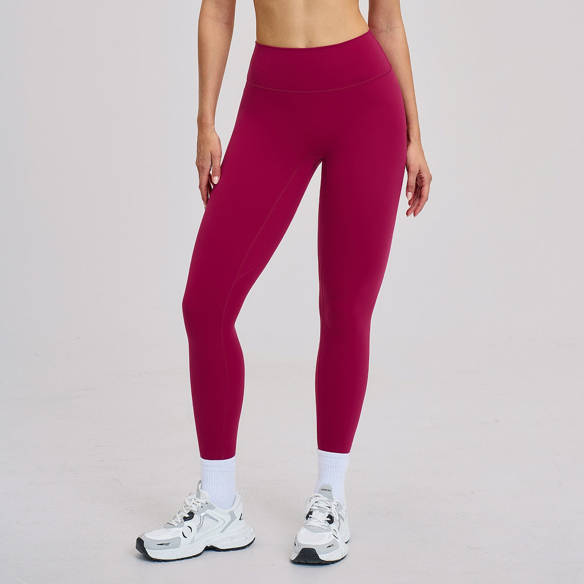 Brushed Contour Seam High Waist Yoga Leggings - Raspberry