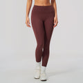 Brushed Contour Seam High Waist Yoga Leggings - Wine
