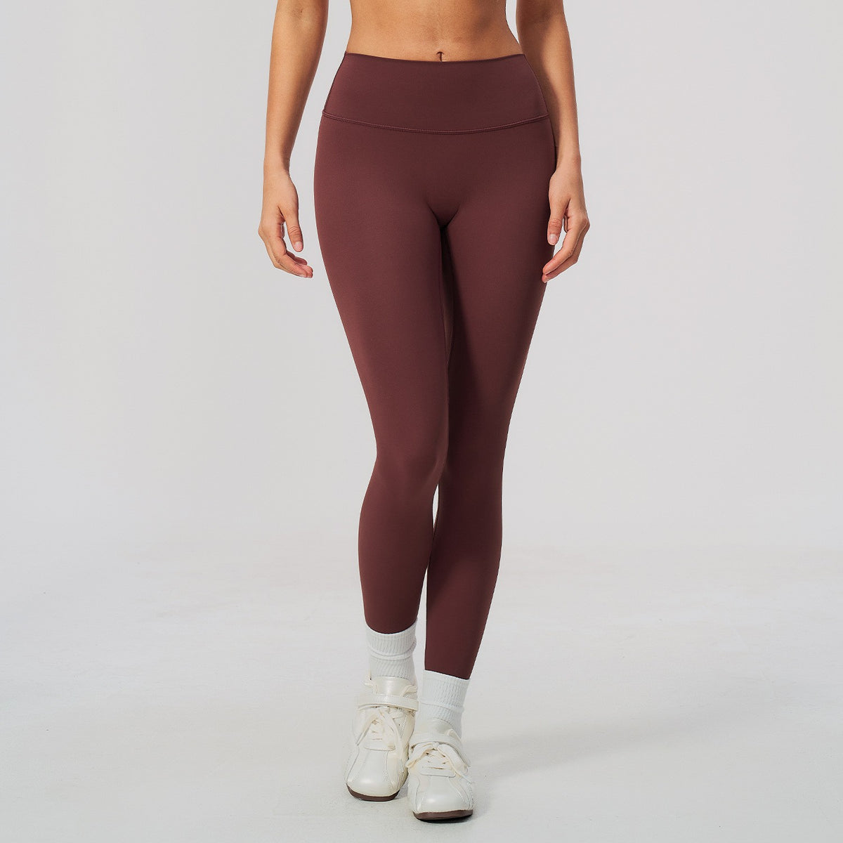 Brushed Contour Seam High Waist Yoga Leggings - Wine