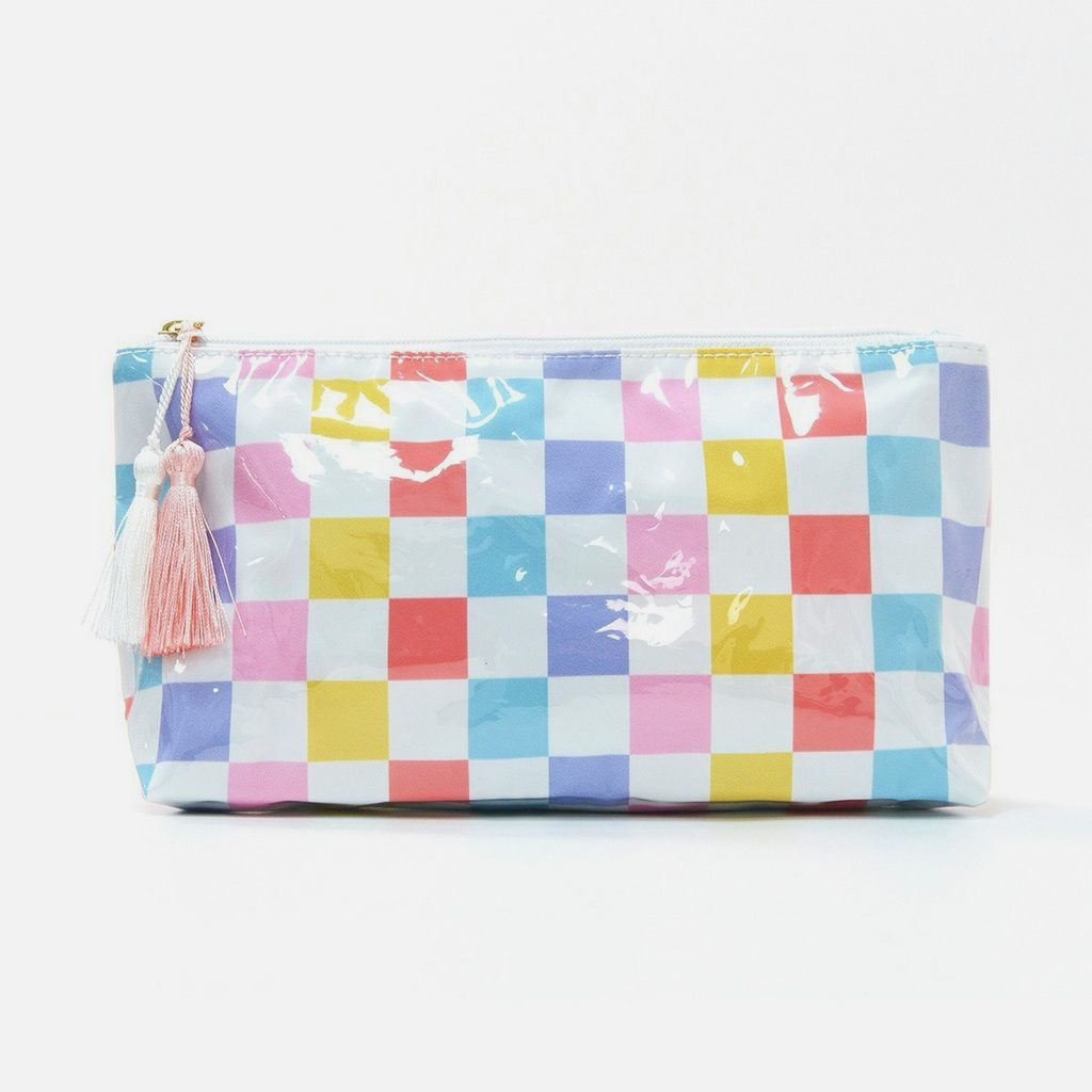 Wide Stripe Toiletry Bag With Tassel Zip - Colorful