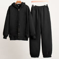Zip Hoodie and Jogger Two Piece Set - Black