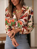 Retro Botanical Print Button Down Shirt - Floral