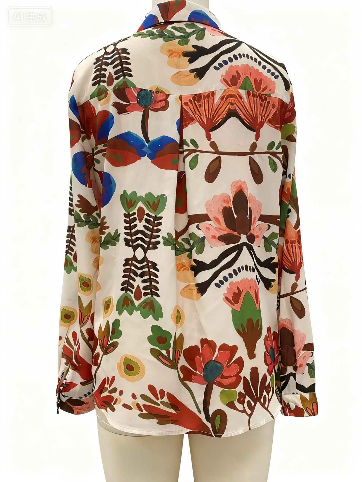 Retro Botanical Print Button Down Shirt - Floral - 1