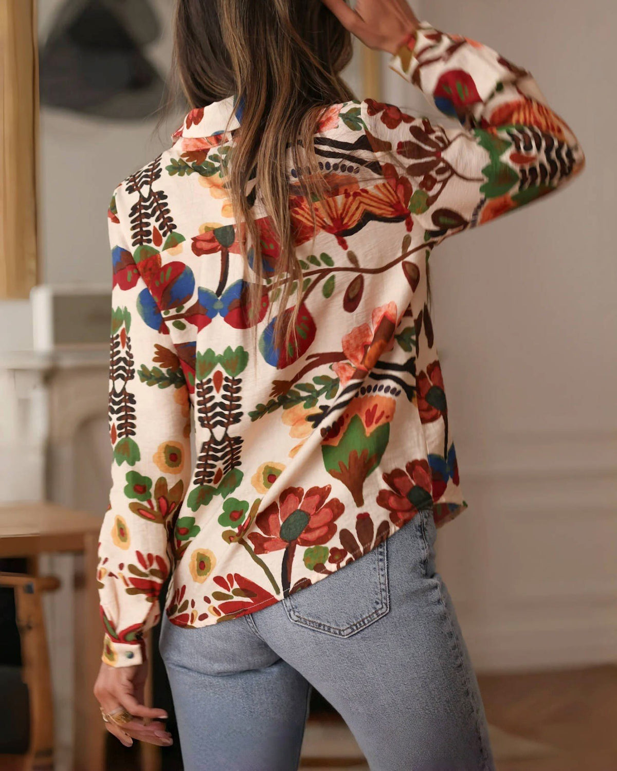 Retro Botanical Print Button Down Shirt - Floral - 2