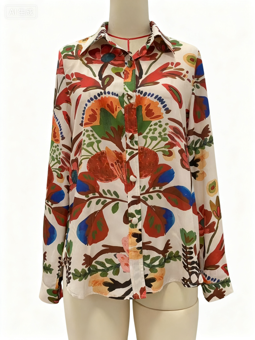 Retro Botanical Print Button Down Shirt - Floral - 3