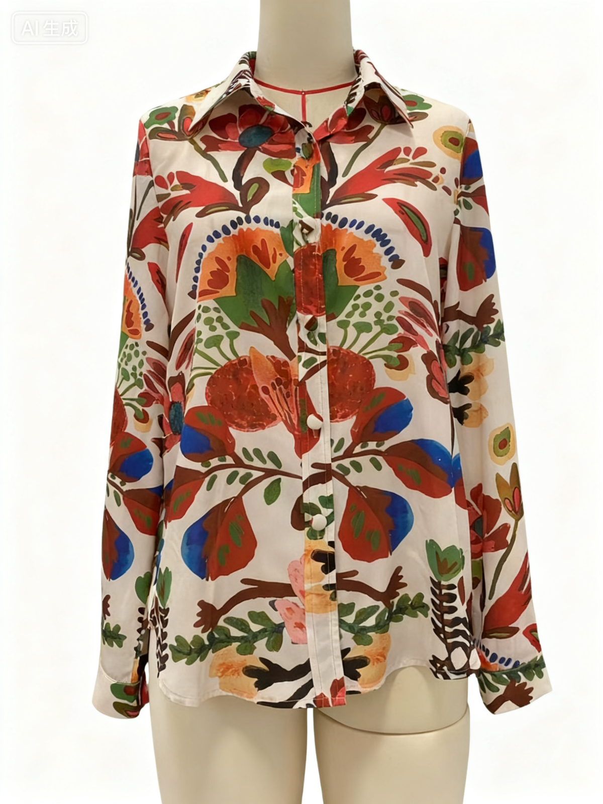 Retro Botanical Print Button Down Shirt - Floral - 3