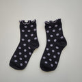 Lettuce Trim Polka Dot Crew Socks - Black